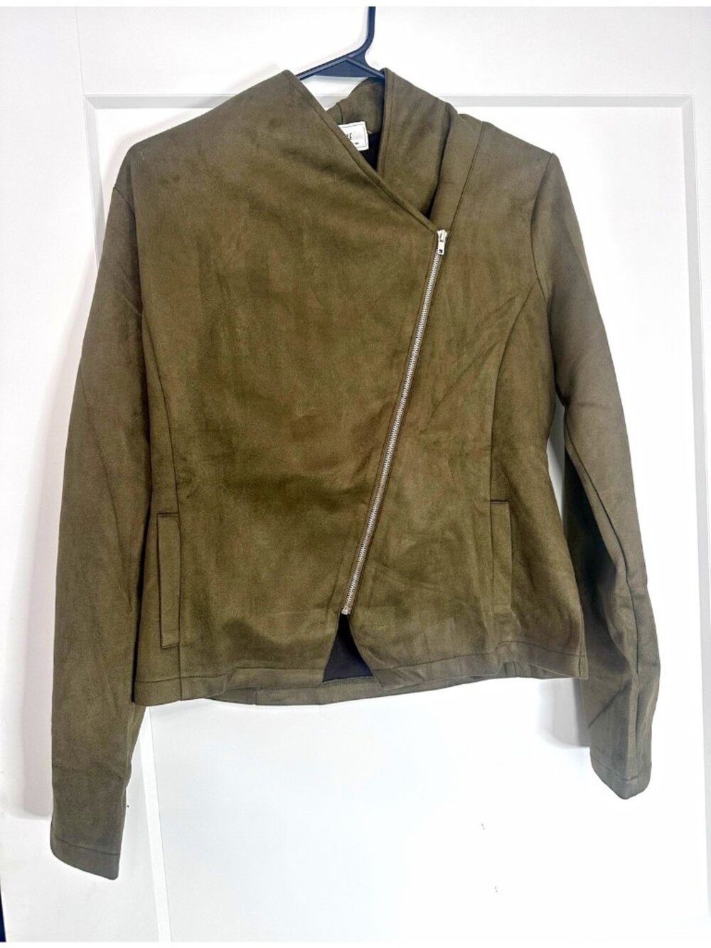 HAVE Los Angeles Olive Green Faux Suede Moto Jacket Women’s Medium M NWT 0471